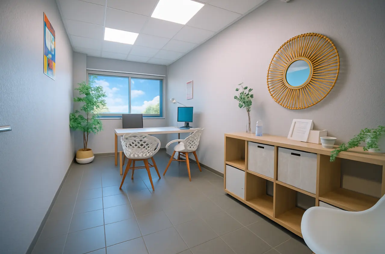 Bureau privatif lumineux à Garosud Montpellier pour rendez-vous professionnel